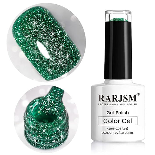 RARJSM Glitter Gel Polish, Olive Green Nail Polish Sparkly Shiny Gel Nail Art U V L E D Cure Need for Manicure DIY and Nail Salon 7.5ML