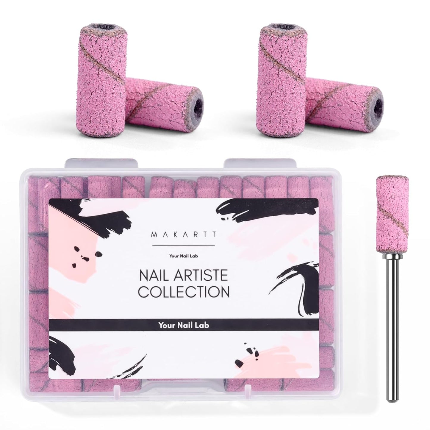 Makartt Sanding Bands for Nail Drill:50 Pcs Small Nail Sanding Files With 2025 Upgrade Design 3.1mm Mandrel Bits,180 Medium Grits (Pink, #180)
