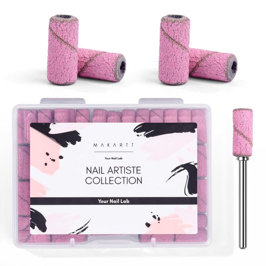 Makartt Sanding Bands for Nail Drill:50 Pcs Small Nail Sanding Files With 2025 Upgrade Design 3.1mm Mandrel Bits,180 Medium Grits (Pink, #180)