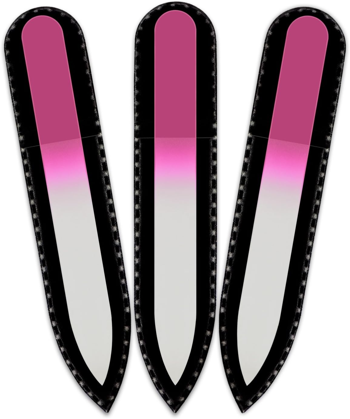 Color Crystal Nail File in Black Pouch - Small/Purse Size - Czech Tempered Glass - Handmade in Czech Republic