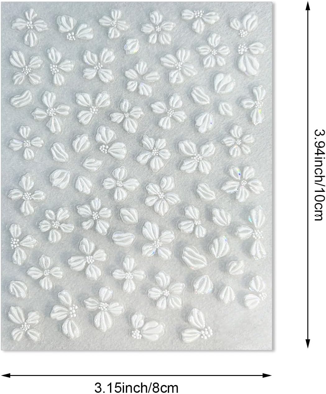 Iridescent Flower Nail Art Stickers, 4 Sheets Crystal Shell Design, Jelly Flowers Decals for Summer Manicure