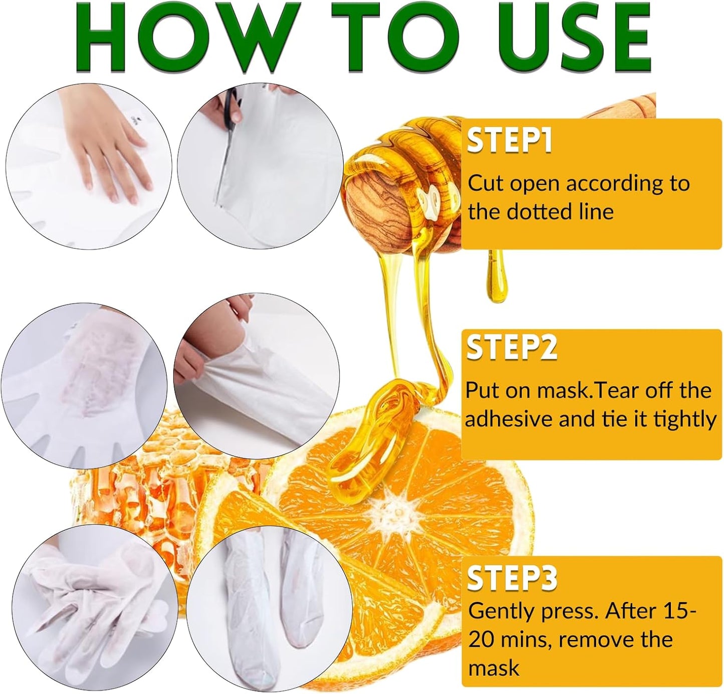 Elitzia Foot Mask Hand Mask Hydrating Honey Almond Extract Moisturizing 5 Pairs Gloves 5 Pairs Socks Masks Intensive Repairing Softening Masks Women Spa Dry Cracked Skin Care ETWHF