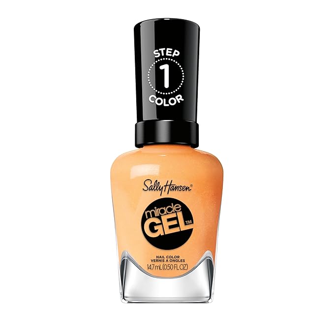 Sally Hansen Miracle Gel Salon Quality Nail Polish | Gel-Like Formula, Two-Step System, No UV Light Needed, Long Lasting | Opaque | 385 On the Horizon | Bright Orange Nail Color