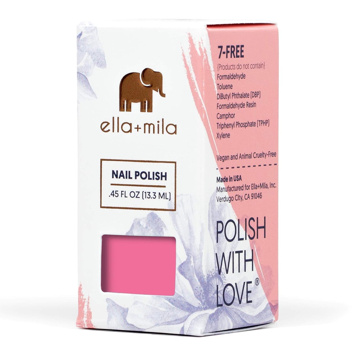 ella+mila Professional, Quick Dry, Long-Lasting & Chip-Resistant Pink Nail Polishes (Rosy Cheeks - 0.45 fl oz)