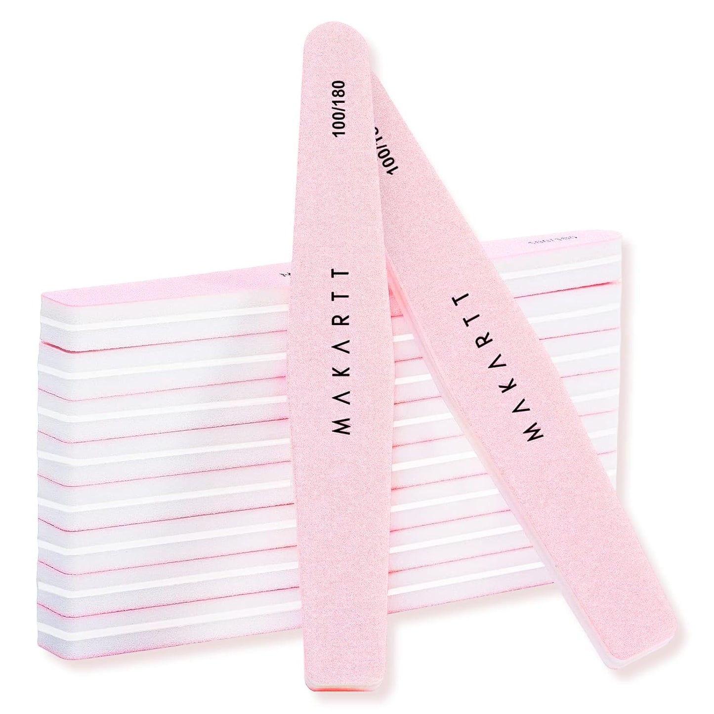 Makartt Nail Buffer Block, 100/180 Grit Sponge Nail Files, 10pcs Double Sides Pink Nails Sanding Filer for Acrylic Gel, Professional Manicure Art Buffering Kit for DIY Salon Use