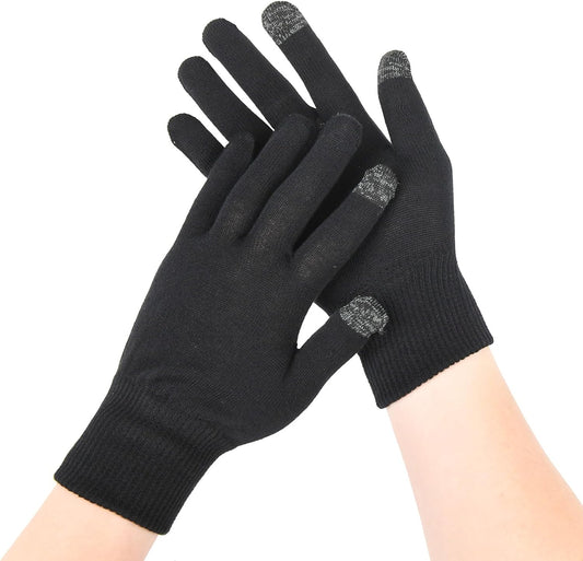 Donfri 2 Pairs Cotton Moisturizing Gloves Men Touchscreen Fingers for Eczema Dry Hands Hand Care Overnight Moisturizing (Medium-Black)