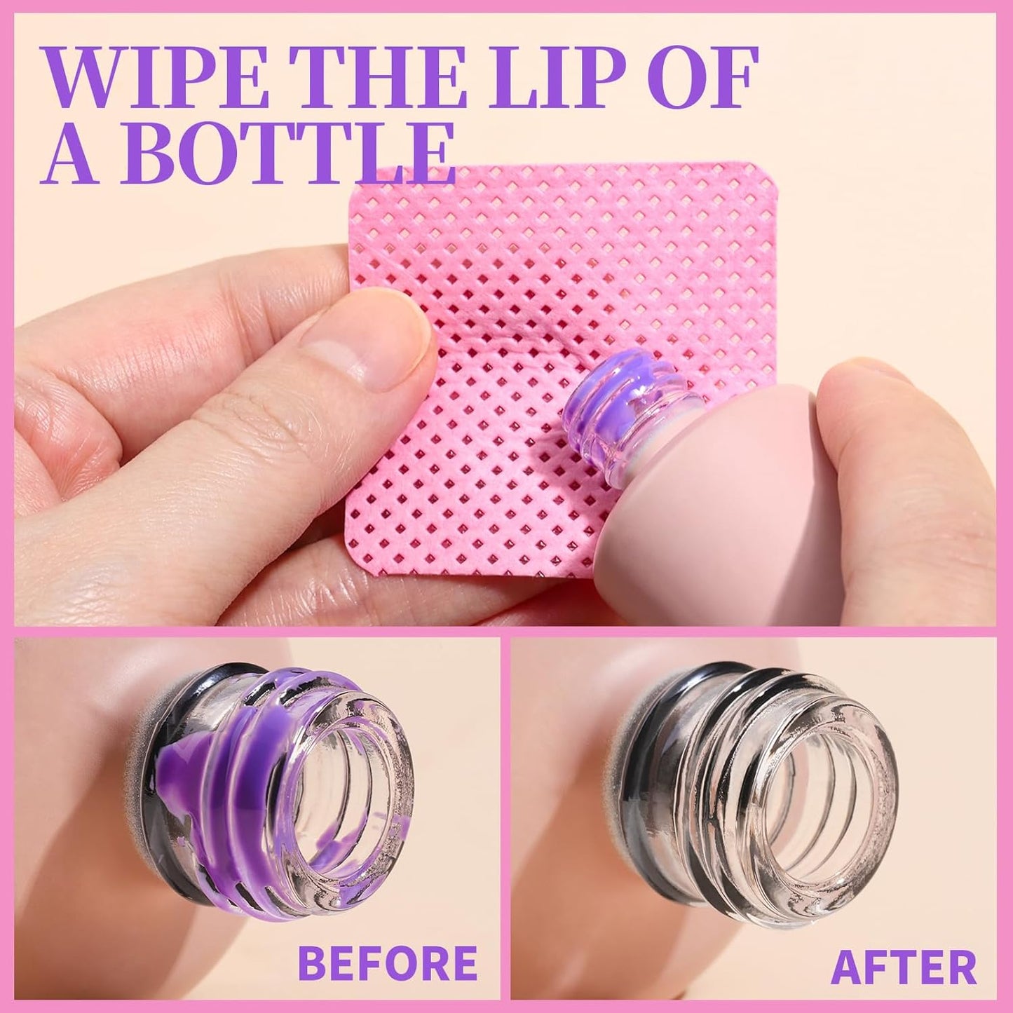 FANDAMEI 740PCS Lint Free Nail Wipes, Nail Wipes for Gel Nails Lint Free, Lint Free Wipes for Nails, Cleaning Pads for Nails, Glue Wipes Lash Extensions, Nail Lint Free Wipes, Nail Prep Pads