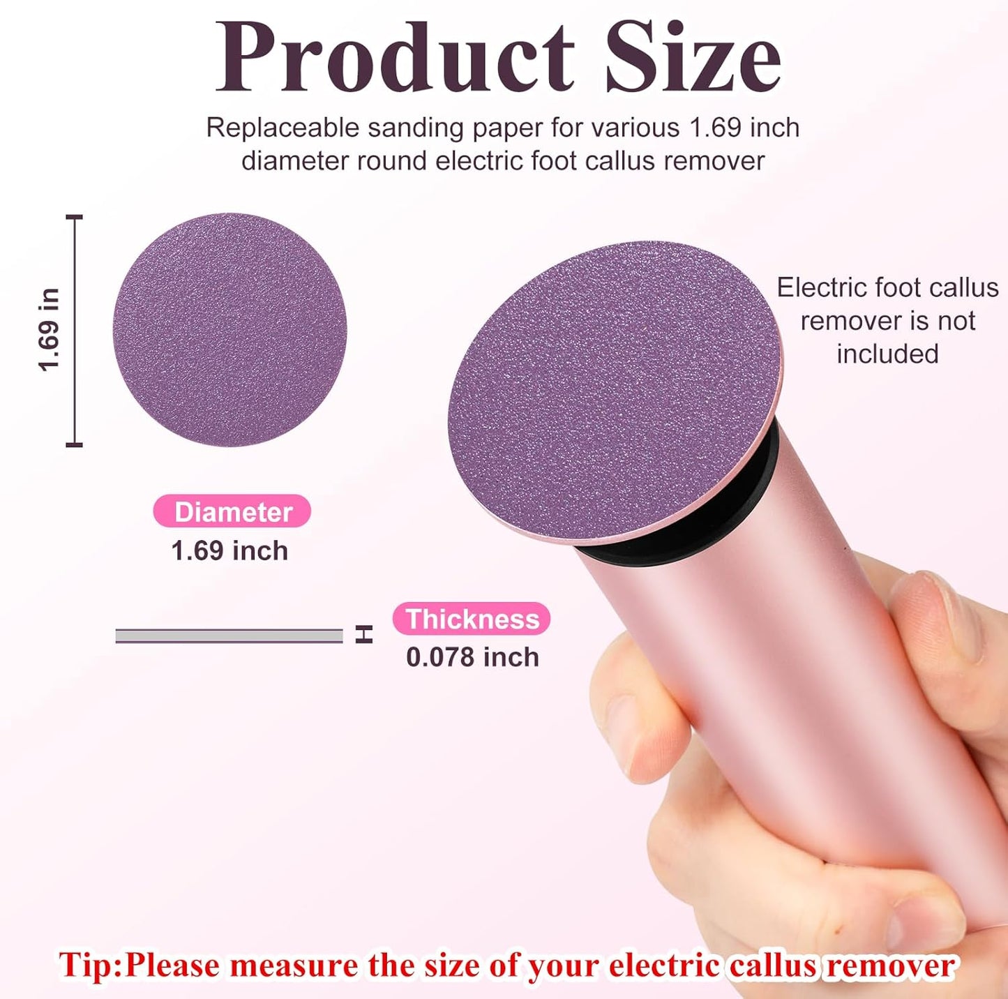 60pcs Replaceable Sanding Paper, Replacement Sandpaper Refill Discs for Electric Foot File Callus Remover (Replaceable Sanding Paper Purple)
