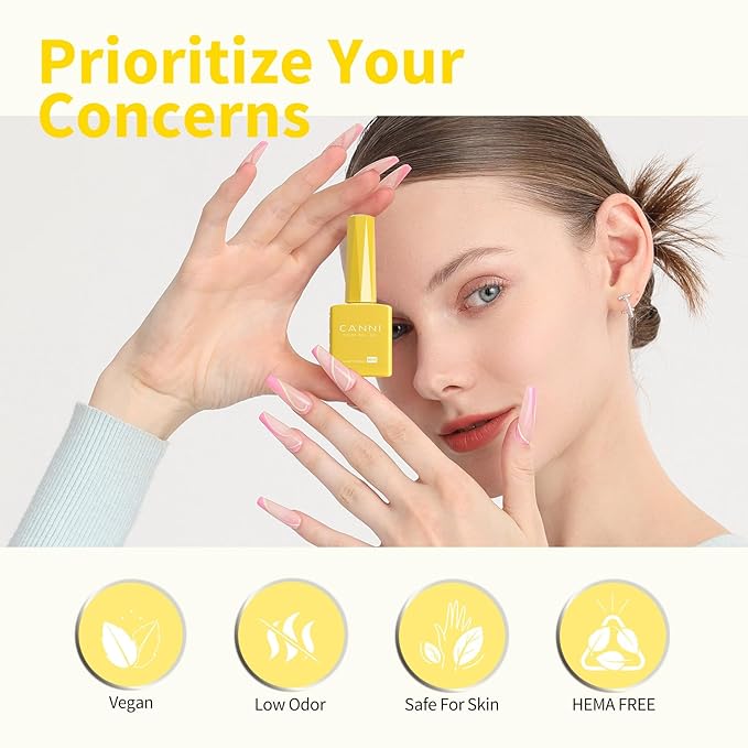 CANNI Yellow Gel Nail Polish, 1Pcs Pastel Yellow Gel Polish Color High Gloss Soak Off U V Nail Manicure Salon DIY