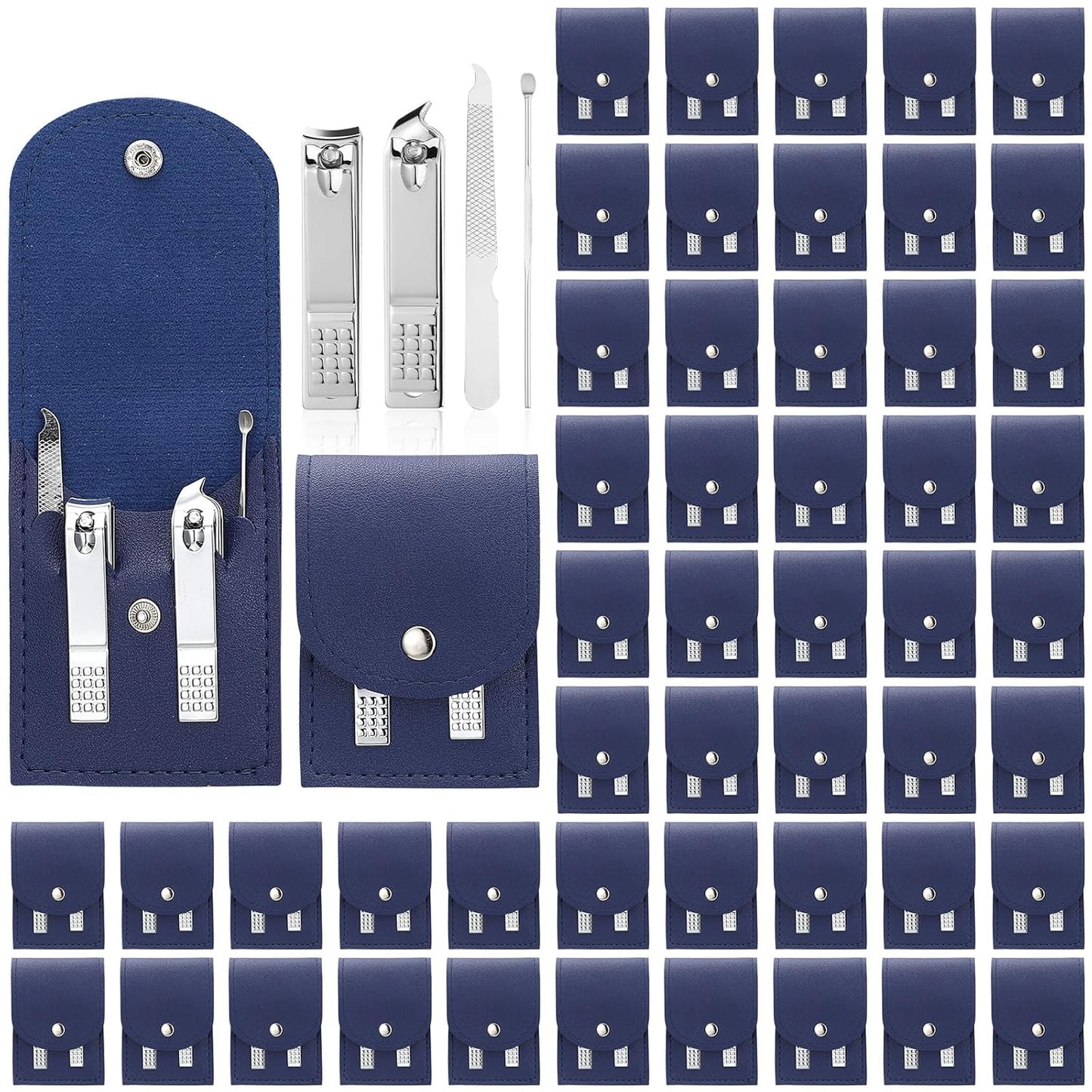 Geosar 50 Set Travel Manicure Kit Bulk Professional Nail Clippers Pedicure Nail Care Tools Grooming Stainless Steel Set with Portable Travel Case, Gift for Christmas Men Women(Navy Blue)