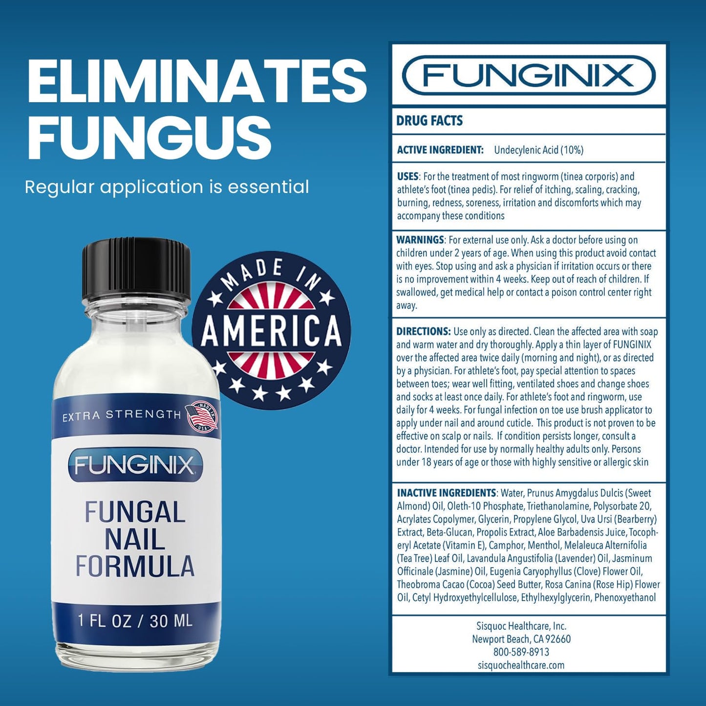 FUNGINIX Toenail Fungus Treatment Extra Strength - Antifungal Nail Treatment With 10% Undecylenic Acid & Tea Tree Oil - Nourished by 15+ Natural Oils & Botanicals - Made in USA (Packaging May Vary)
