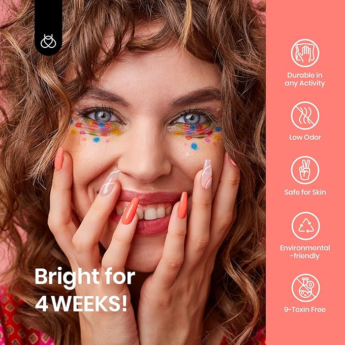 Beetles Peach Gel Nail Polish Carly Coral Orange Color Soak Off UV LED Nail Lamp Gel Polish 15 ml Each-Summer Nail Art DIY Manicure Gift for Women Girls