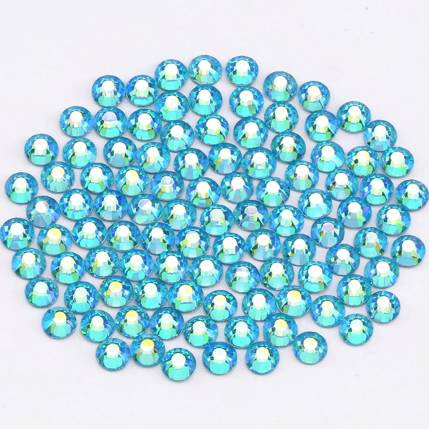 Novani Rhinestones 3000Pcs Flatback Crystal Round Loose Gemstones Glass Rhinestones for Crafts Makeup Nail Art Clothes Shoes DIY Decorations(SS8, 2.3-2.5mm,Aquamarine AB)