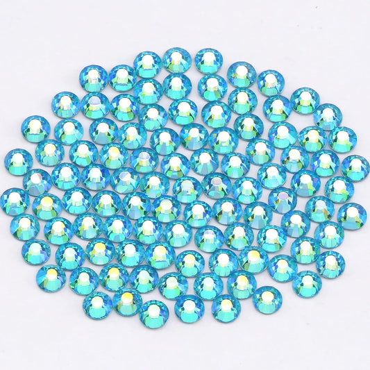 Novani Rhinestones 3000Pcs Flatback Crystal Round Loose Gemstones Glass Rhinestones for Crafts Makeup Nail Art Clothes Shoes DIY Decorations(SS6, 1.9-2.0mm,Aquamarine AB)