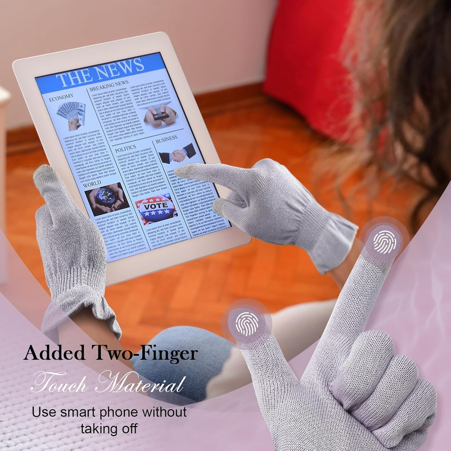MIG4U Moisturizing Beauty Gloves Touchscreen Overnight Sleeping Glove for Women Dry Hands, Nighttime Lotion, Eczema, SPA, Cosmetic Treatment, Grey Purple 3 Pairs Size L/XL