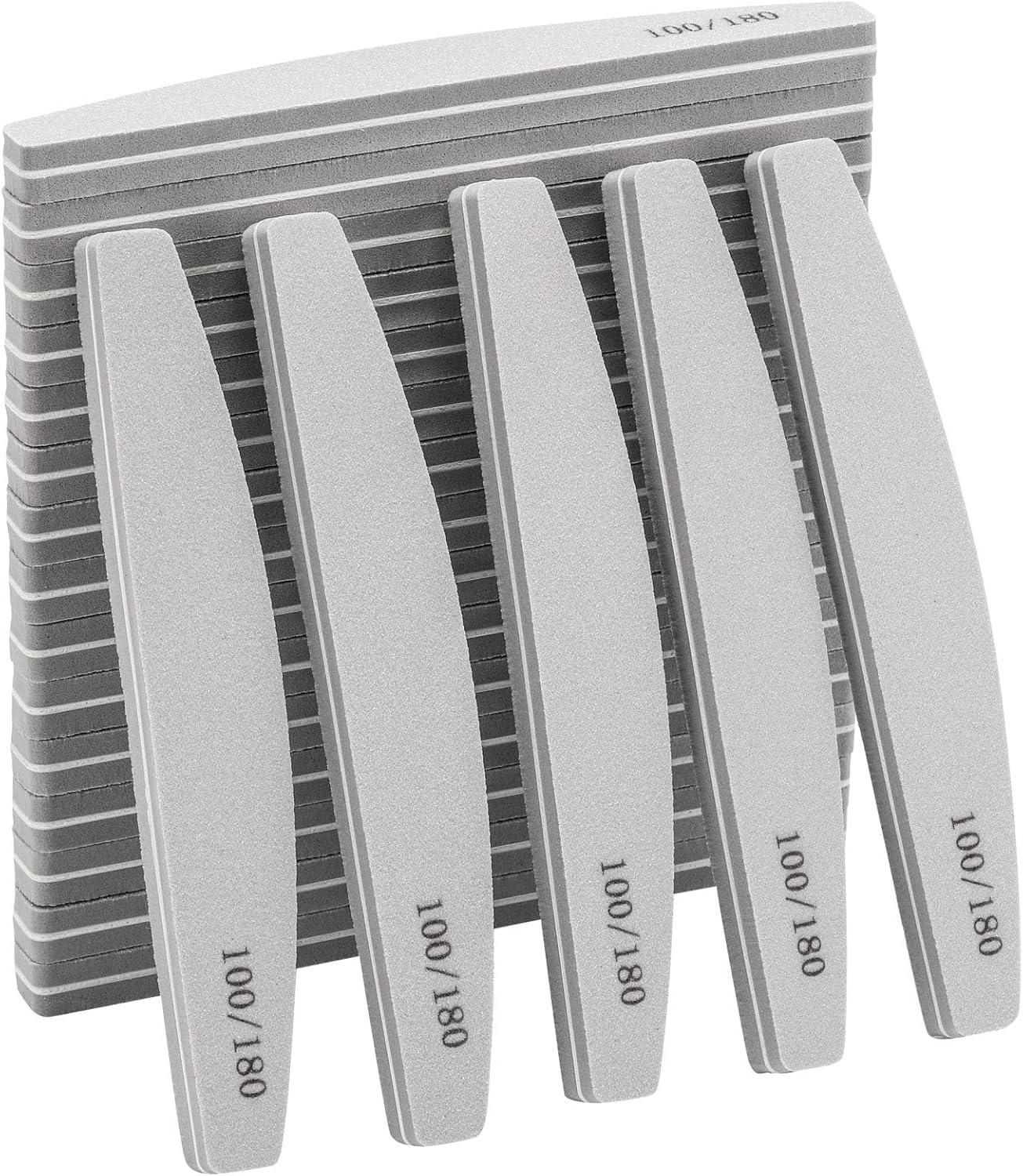 20 Pack Nail Buffers 100/180 Grit Washable Double Sided Nail Block File for Acrylic Natural Gel Nails, Gray