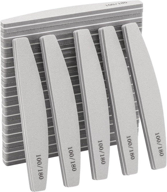 20 Pack Nail Buffers 100/180 Grit Washable Double Sided Nail Block File for Acrylic Natural Gel Nails, Gray