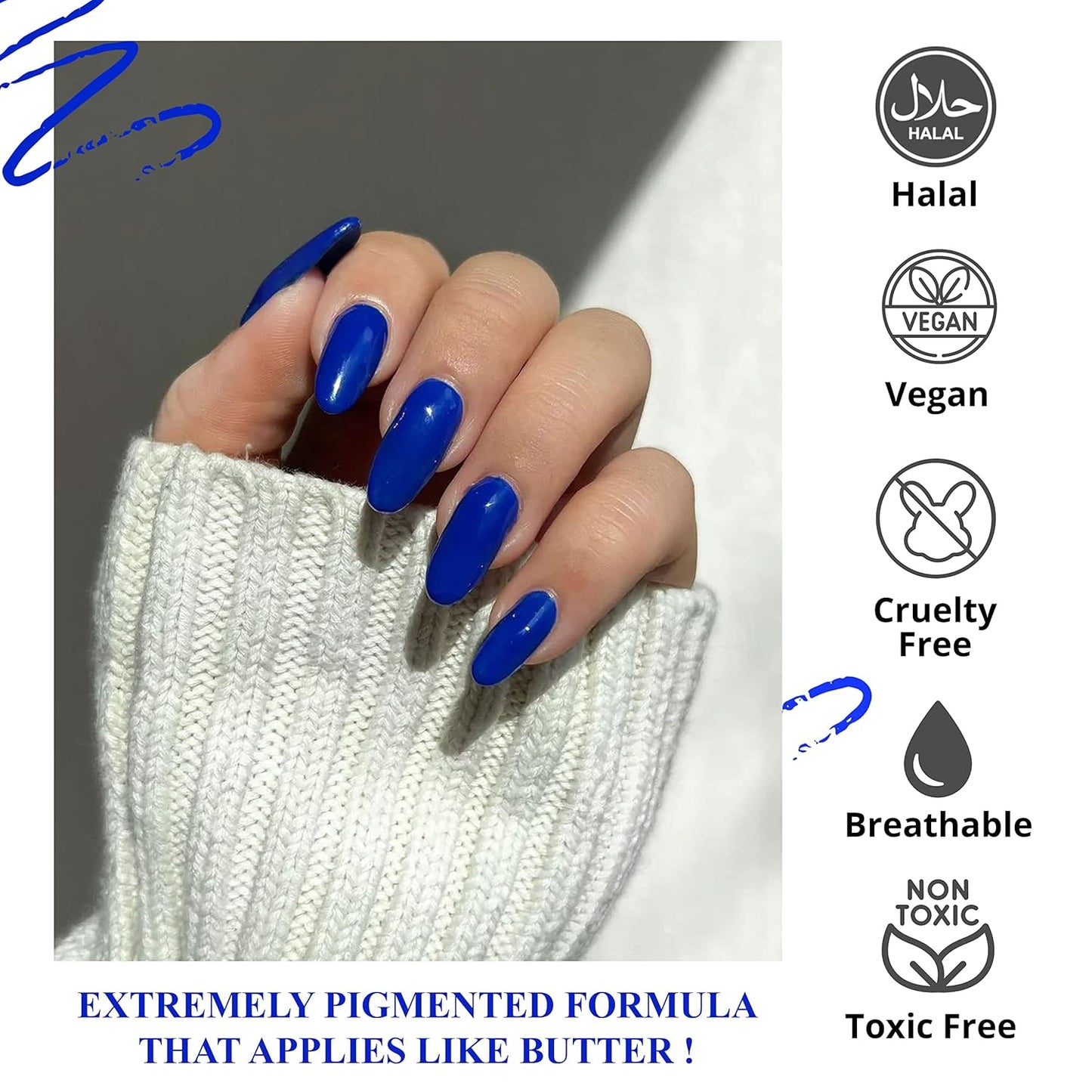 VIVRE Cosmetics Quick Dry Shiny Halal Nail Polish - Long Lasting, Breathable & Water Permeable - It's Electric