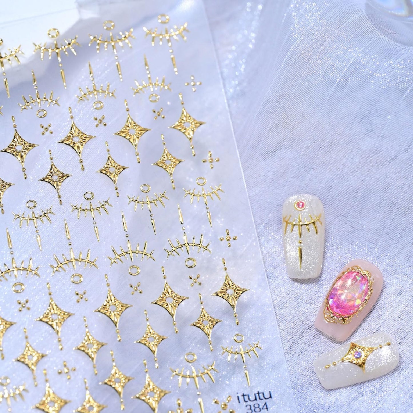 Gold Nail Stickers Star Nail Art Stickers 5D Embossed Nail Decals Gold Star Snake Design Nail Supplies for Women DIY Nail Art