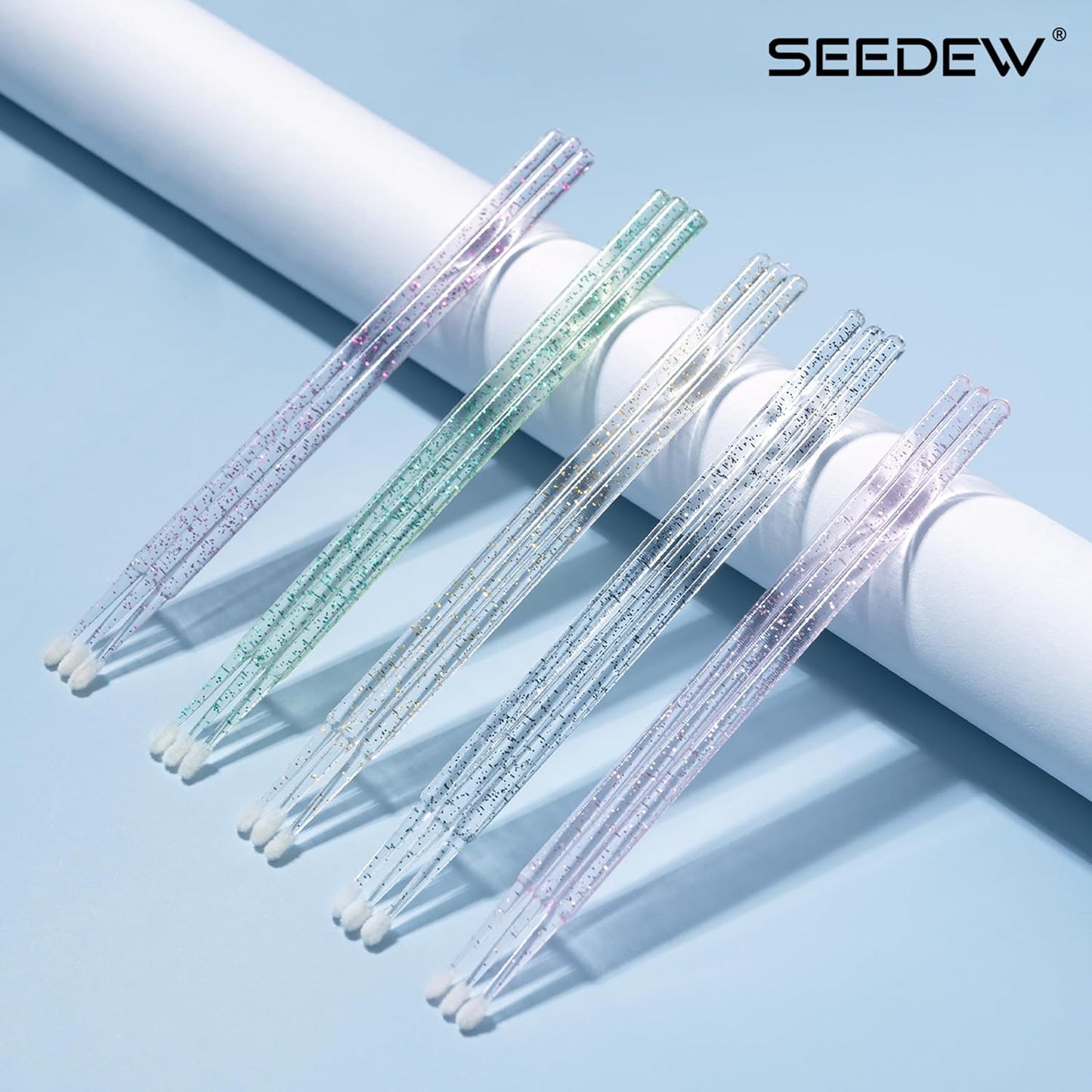 800 Pieces Microswabs for Eyelash Extensions, 10CM Lash Cotton Swabs, Microfiber Wands Brush for Lash Removal, Clean Mascara (Simple Packaging)-(Crystal Pink)