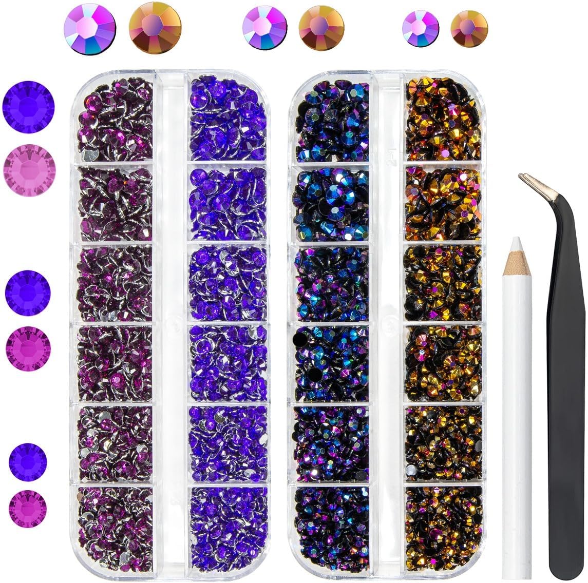 Purple Rose Jelly Resin Rhinestones for Crafting 3mm 5mm Flatback Grape AB Stones Violet Gems Diamonds Crystals Charms for Nails Face Eye Makeup Tumblers Bottles Crafts