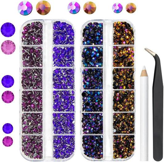 Purple Rose Jelly Resin Rhinestones for Crafting 3mm 5mm Flatback Grape AB Stones Violet Gems Diamonds Crystals Charms for Nails Face Eye Makeup Tumblers Bottles Crafts