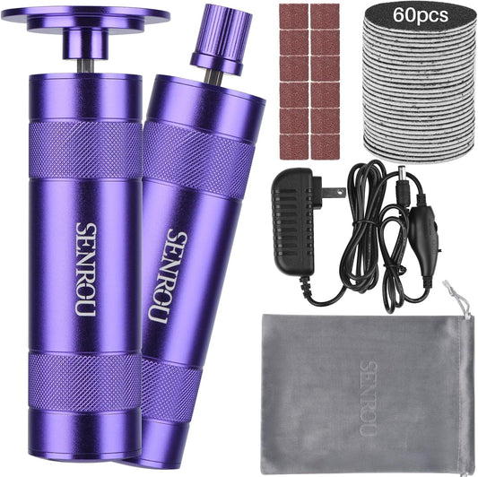 Electric Foot Callus Remover, 2-in-1 Electric Foot Filer/Nail Filer, Callus Remover for Feet with 60Pcs+12Pcs Sandpaper Discs，Holiday Gift Foot Repair Tool, Purple