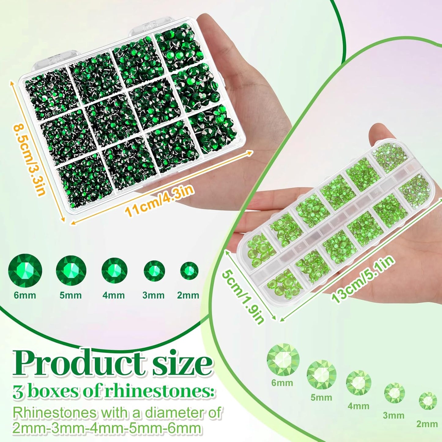 ASTARON Green Resin Rhinestones for Crafting, 2mm-6mm Mixed Flatback Resin Gemstones for Crafts Gems Bulk Jelly AB Bedazzling Diamonds with Glue for Nails, Tumblers, Mugs Decoration