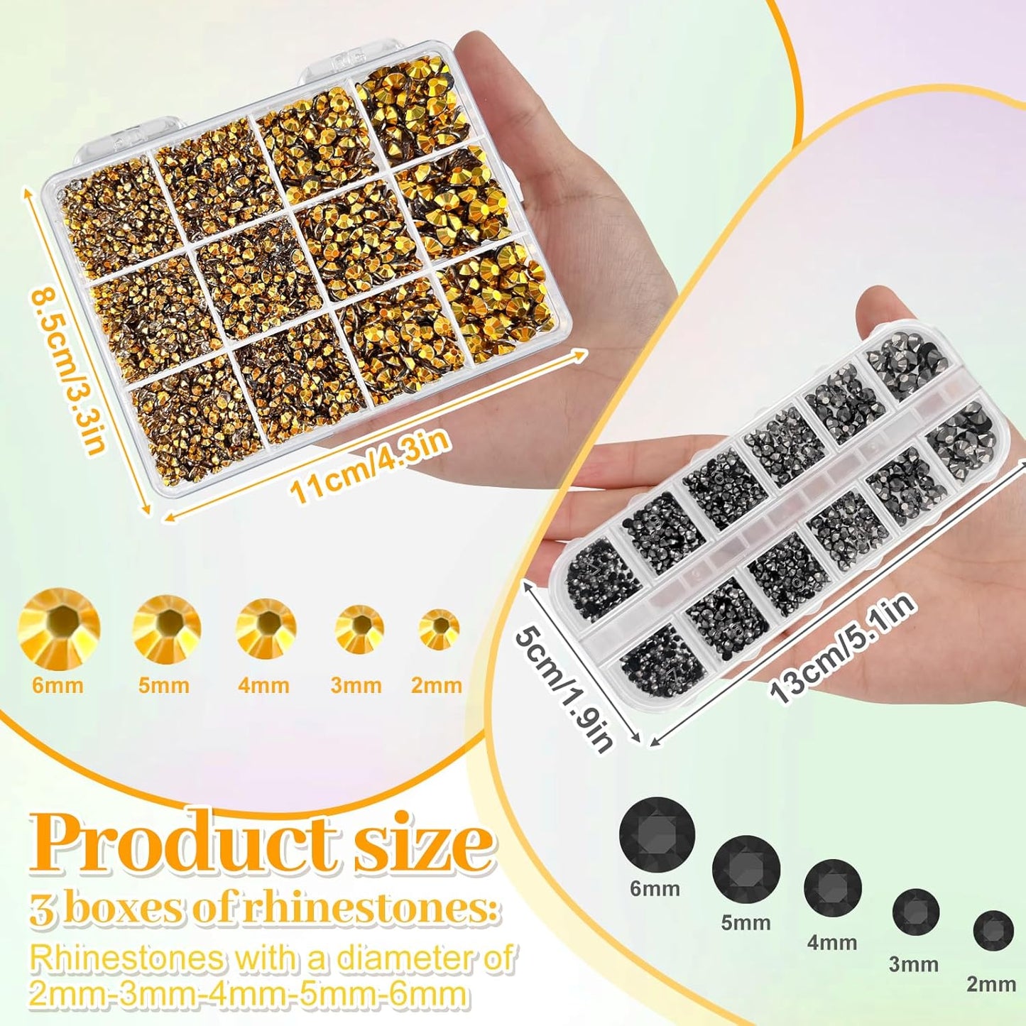 ASTARON Black Gold Resin Rhinestones for Crafting, 2mm-6mm Mixed Flatback Resin Gemstones for Crafts Gems Bulk Jelly AB Bedazzling Diamonds with Glue for Nails, Tumblers, Mugs Decoration