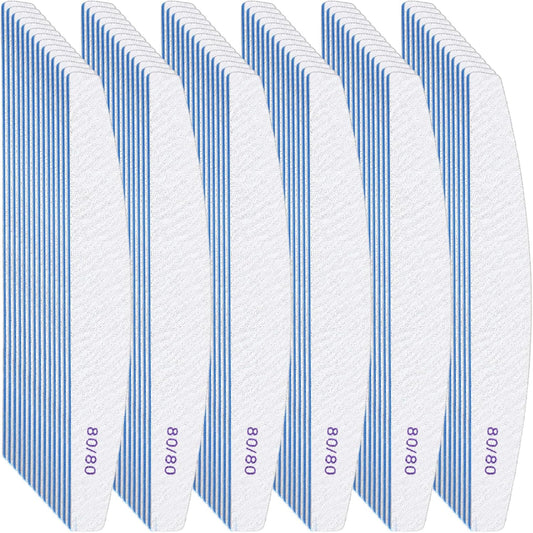 200 Pcs 80/80 Grit Nail Files, Reusable Nail File Double Sided Emery Boards for Acrylic and Gel Nails, Professional Fingernail File Manicure Tools for Salon Pedicure Beauty (Sector)
