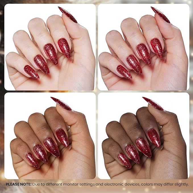 Beetles Christmas Gel Nail Polish – Red Reign Glitter Gel Polish, 15ml Soak Off UV LED Sparkling Holiday Nail Color, Long Lasting Glossy Manicure for Christmas Nail Art and DIY