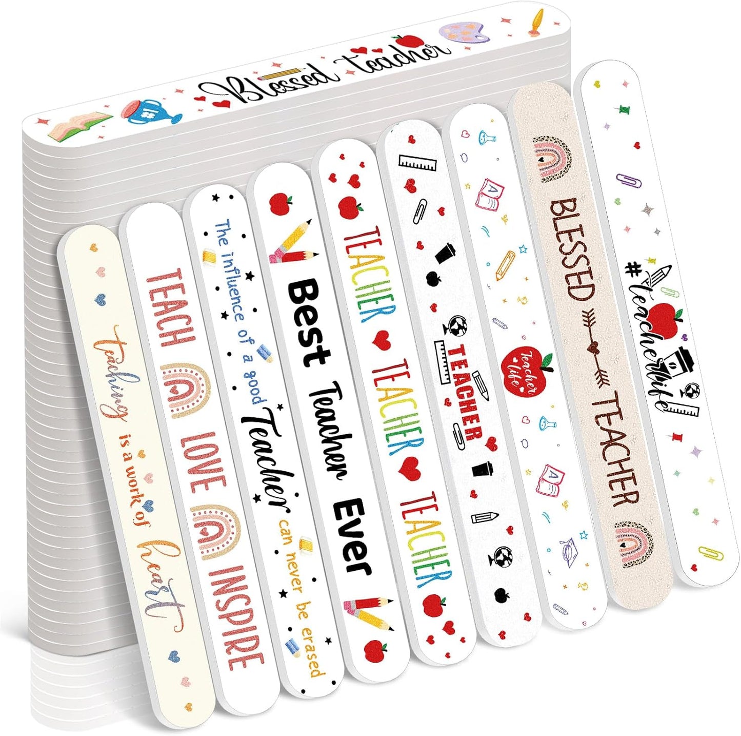 50 Pack Teacher Appreciation Gifts Bulk Christmas Stocking Stuffer Teacher Thank You Nail Files Emery Boards Small Spa Party Favors Employee Appreciation Gifts for Staff Team Coworkers