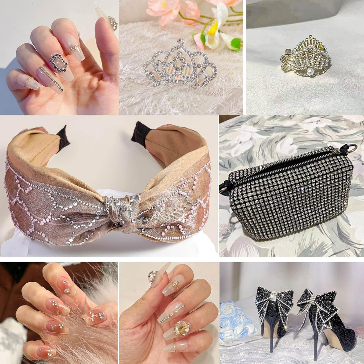Beadsland 7200pcs Flatback Rhinestones,Clear Rhinestone Nail Gems Round Crystal Rhinestones for Crafts,Mixed 6 Sizes with Wax Pencil Kit, SS3-SS10,Crystal
