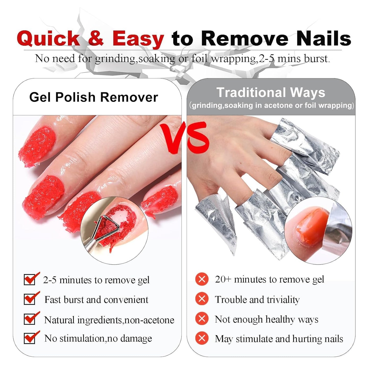 LOUINSTIC Nail Gel Polish Remover – 3 Pcs with Nail File – Non-Irritating, No Damage, Easy to Use at Home(15ml/0.5oz)