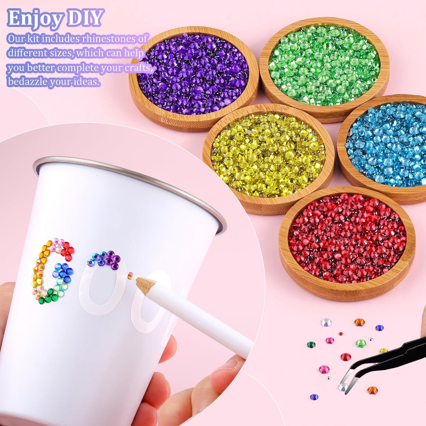 20000Pcs Resin Rhinestones for Crafting, Multicolor 3/4/5mm Flacktback Gems with 1Pcs B7000 Jewelry Glue, Bedazzling Crystal for DIY Crafts Clothing Tumblers Mugs Shoes Fabric Nail Art