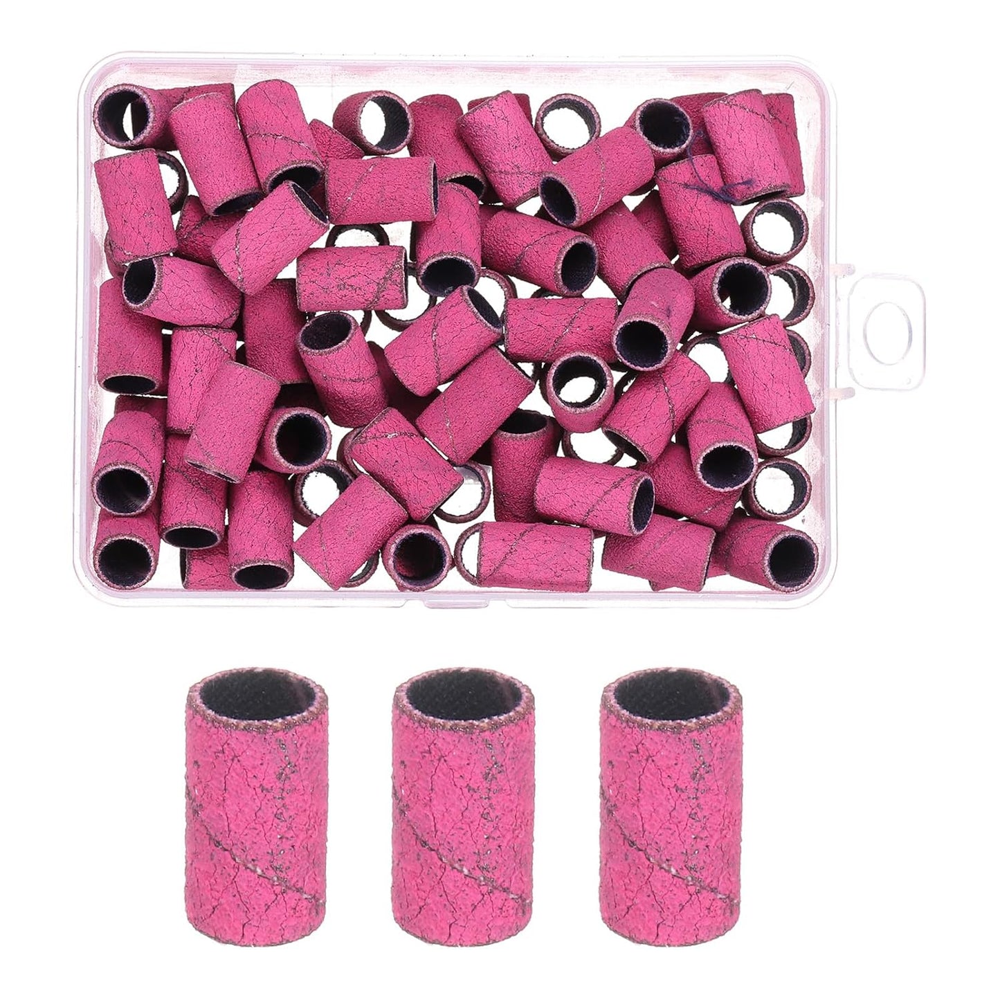 HARFINGTON 100pcs Small Sanding Bands 120 Grit for Nail Drill Bits Mini Sanding Band for Nails Gel Manicures Pink