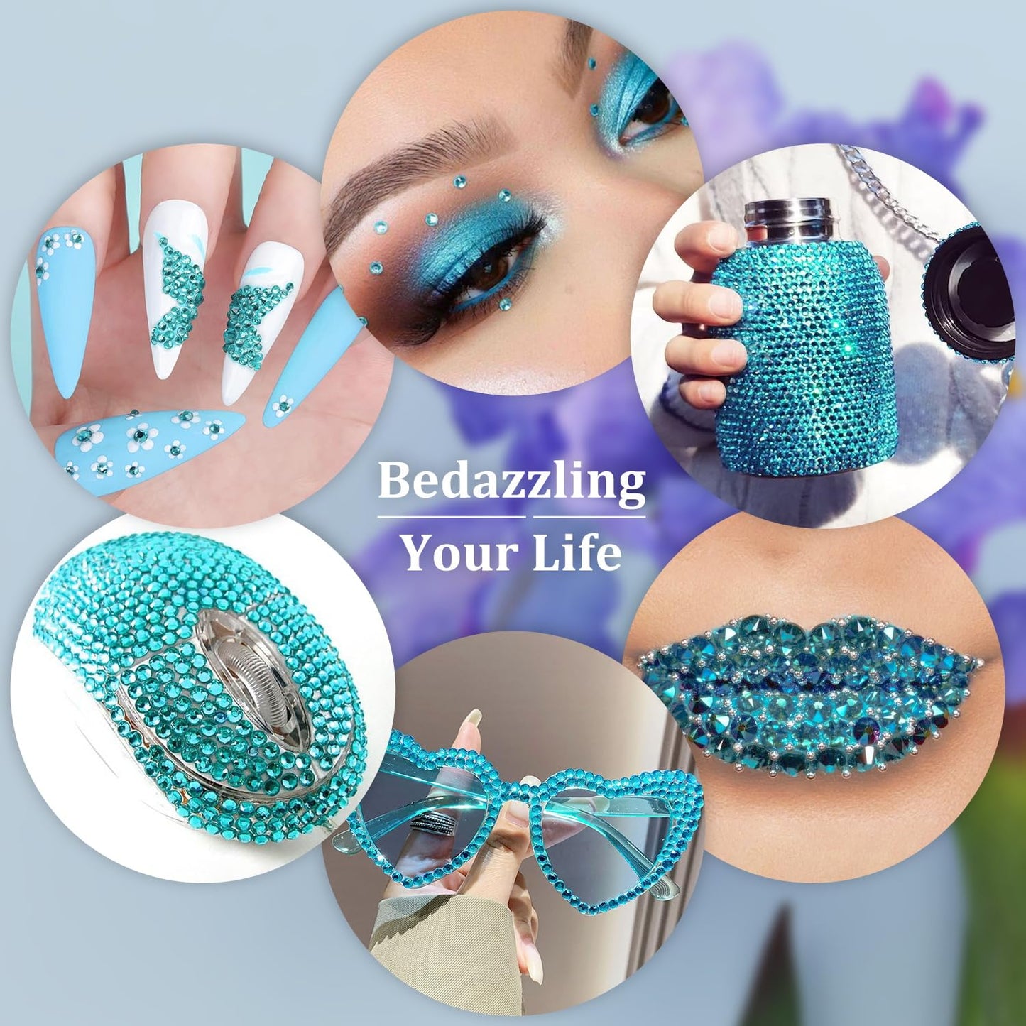 Resin Rhinestones for Crafting, 2 Boxeses Lake Blue Multi Sizes Flatback Bedazzling Crystals for Crafts Nail Art Deco, Non Hotfix Gems Charms for Tumbler Shoes Clothing Fabric Face Makeup