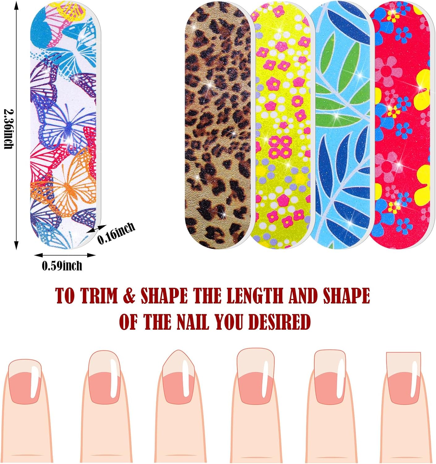Sumind 100 Pack Nail Files Double Sided Emery Boards Manicure Tools (Vibrant Style)