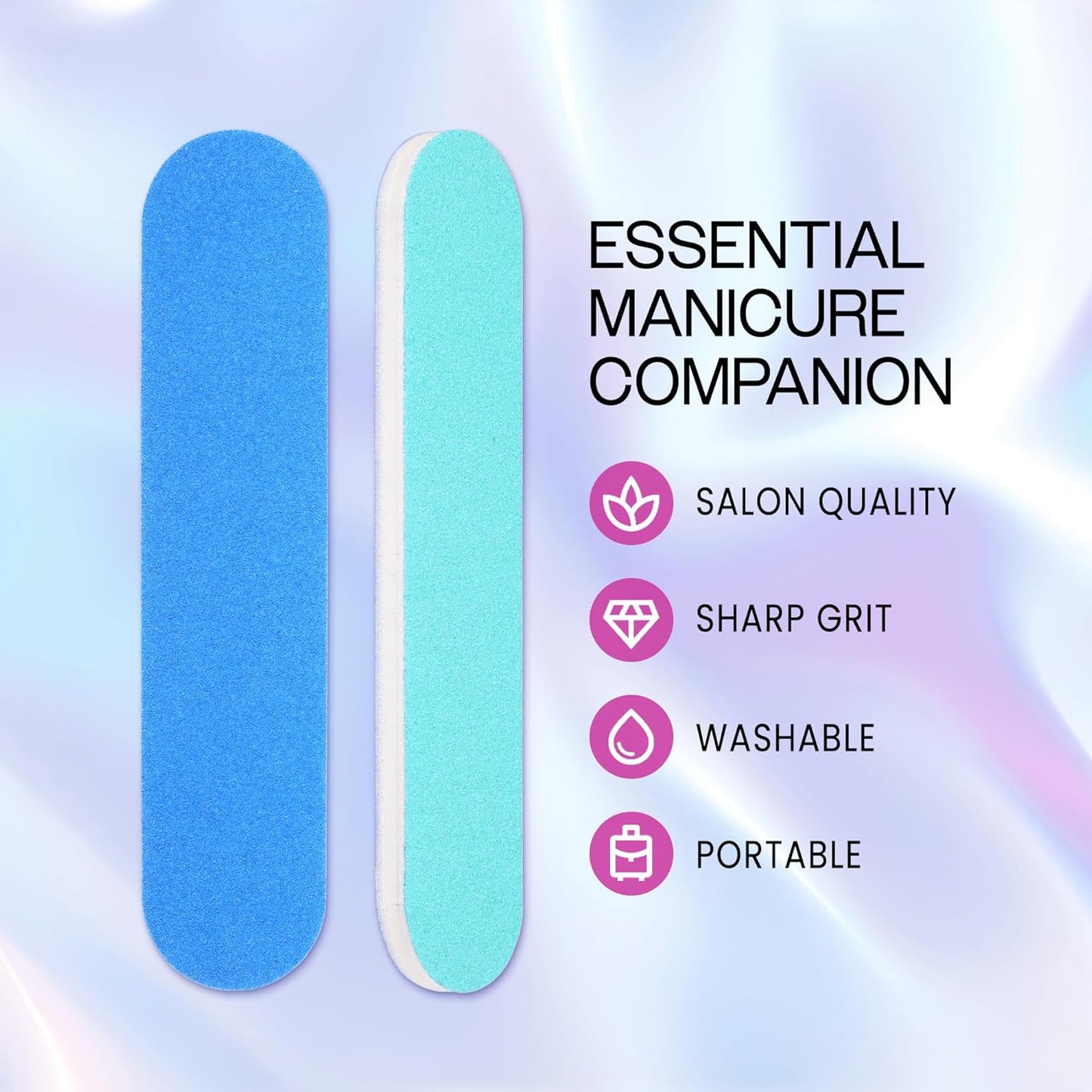 25PCS Mini Size PANA Professional Double Sided Nail Files - Blue, 100/180 Grit - Emery Board Nail Buffering File Manicure Pedicure Nail Polisher Washable