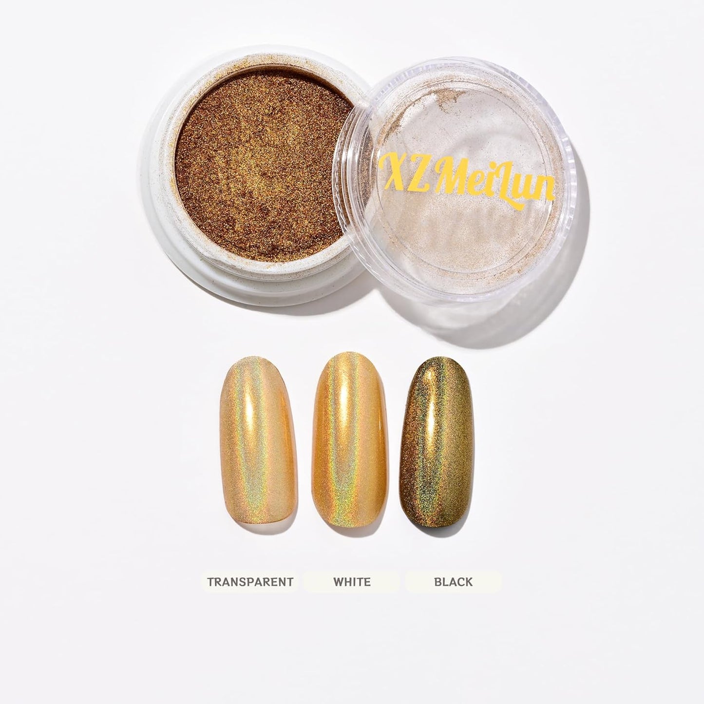 Chameleon Gold Magic Mirror Chrome Nail Powder, Big-Capacity 1.5g Metallic Dust Holographic Effect Powder Pigment Glitter Manicure Kit, Nail Art, Can Mixed with Builder Gel Nail Polish Use