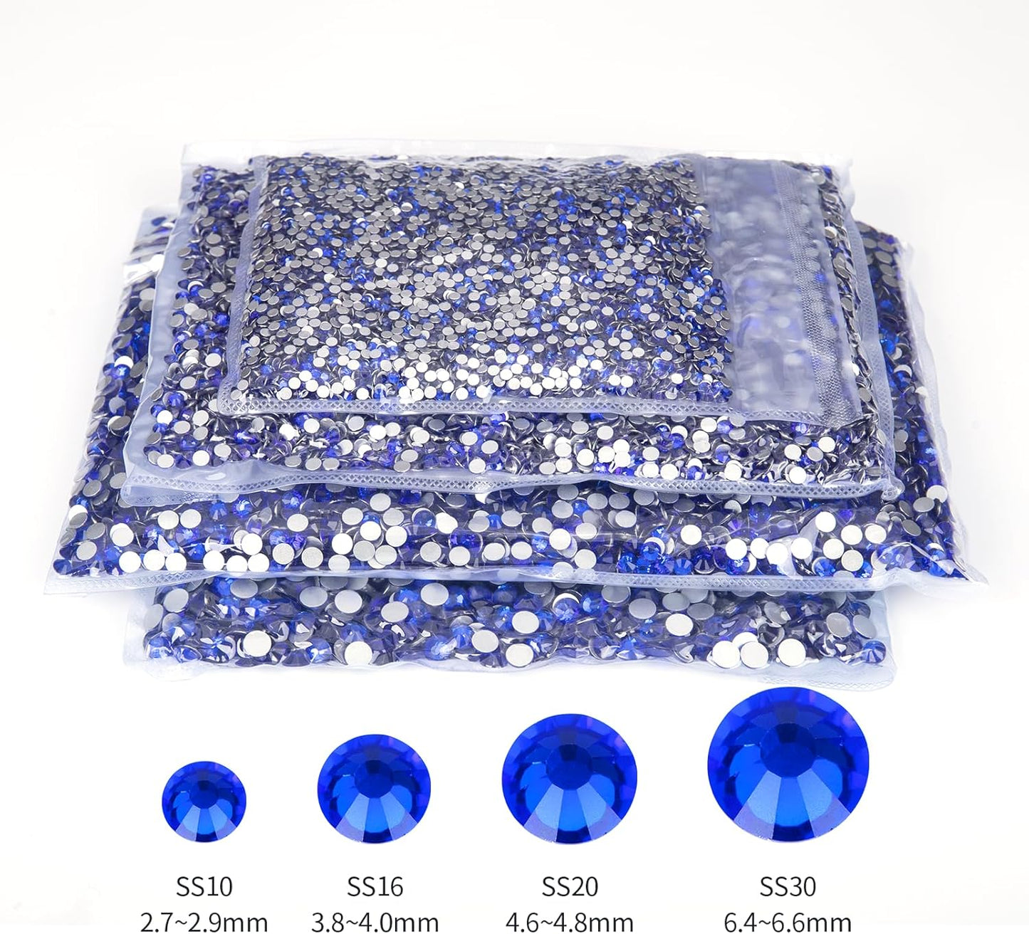 10000PCS Royal Blue Rhinestones Bulk, Flat Back Crystal Glass Stone Round Gems,SS16, 3.8-4.0mm