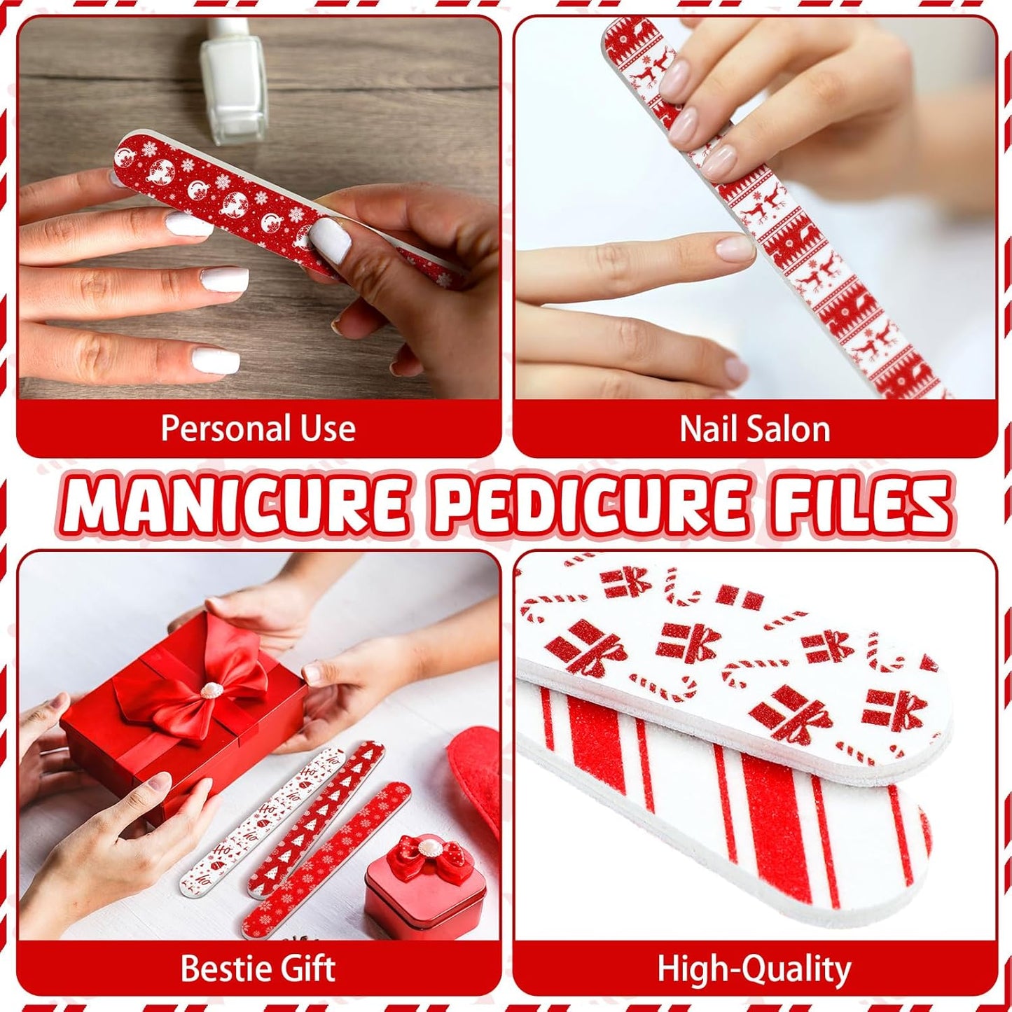 45 Pack Christmas Nail Files Gifts Bulk Holiday Emery Boards Double-Sided Christmas Party Nail Files Bulk Stocking Stuffers Christian Gifts for Women Customers Coworkers Staff(Reindeer)
