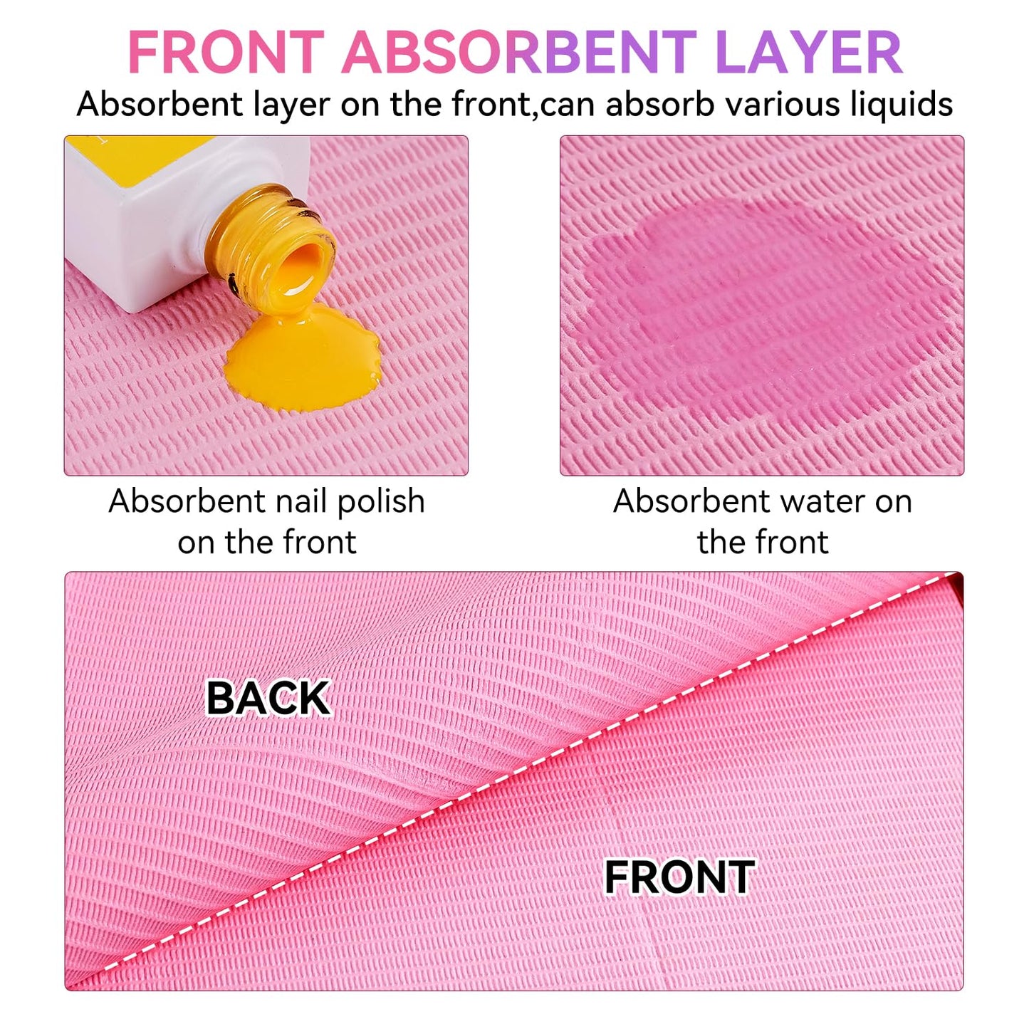 Makartt Disposable Nail Mats: 50Pcs Pink Fordable Nail Paper Towels for Table Acrylic Nail Practice Sheet 3 Ply Waterproof Nail Art Table Mats Clean Pads for Salon Manicure Tattoo