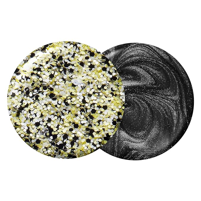 Sally Hansen Insta-Dri Despicable Me Nail Polish | Quick Dry, Long Lasting, Streak-Free Shine | Opaque, Glittery | 771 Gogglicious + 772 Deeply Despicable | Glittery White & Black Shimmer Nail Duo