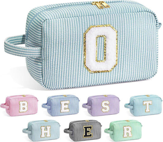 YOOLIFE Bridesmaid Proposal Gifts - Bridal Shower Gifts, Bridesmaid Gifts for Wedding Day, Initial Makeup Bags for Women, Green O