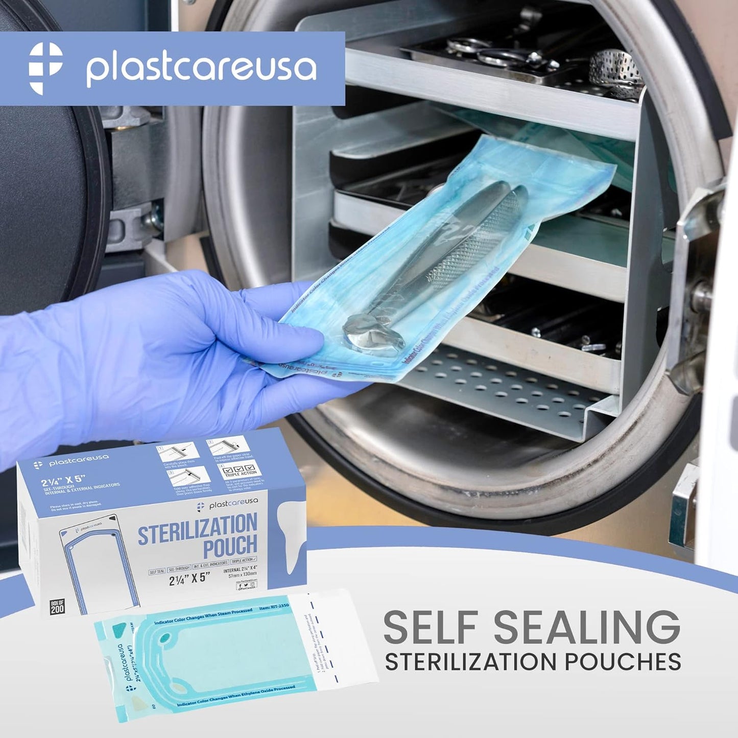 400 2.25 x 4 Inch Self Sterilization Autoclave Pouches for Cleaning Tools, Sterilizer Bags for Dental Offices, Pouch for Dentist Tools, 2 Boxes of 200