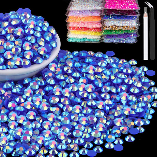5000pcs 5mm Resin Rhinestones Bulk, Dark Blue AB Flatback Round Jelly Rhinestones Bedazzling Non Hotfix Crystal Gems Large Quantity Wholesale for DIY Crafts Clothes Tumblers Face Makeup Manicure