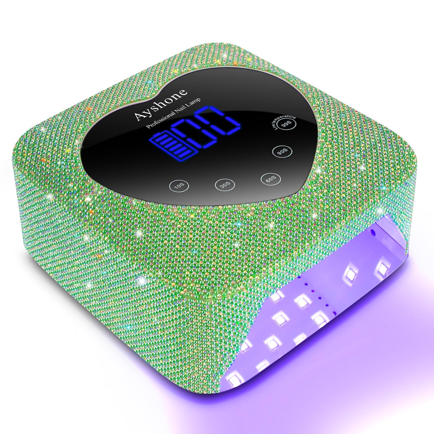 Cordless UV LED Nail Lamp,72W Rechargeable Nail Dryer Gel Polish Light with Large LCD Display,Rechargeable Nail Curing Lamp for Salon & Home (Pearl Green)