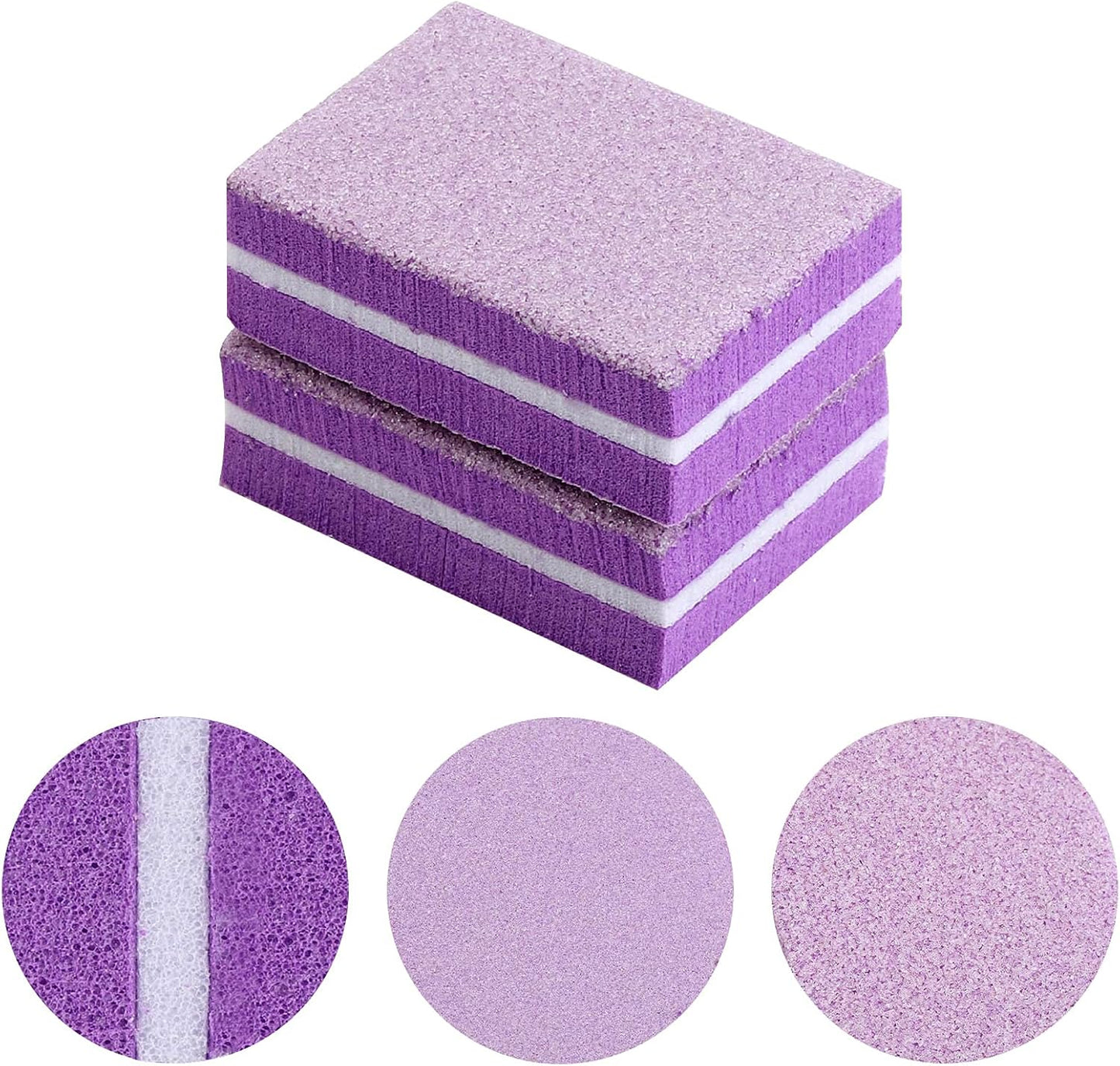 100 Pcs Mini Buffers for Nails 180/100 Grit Mini Nail Buffer Purple Nail Buffers for Natural Nails
