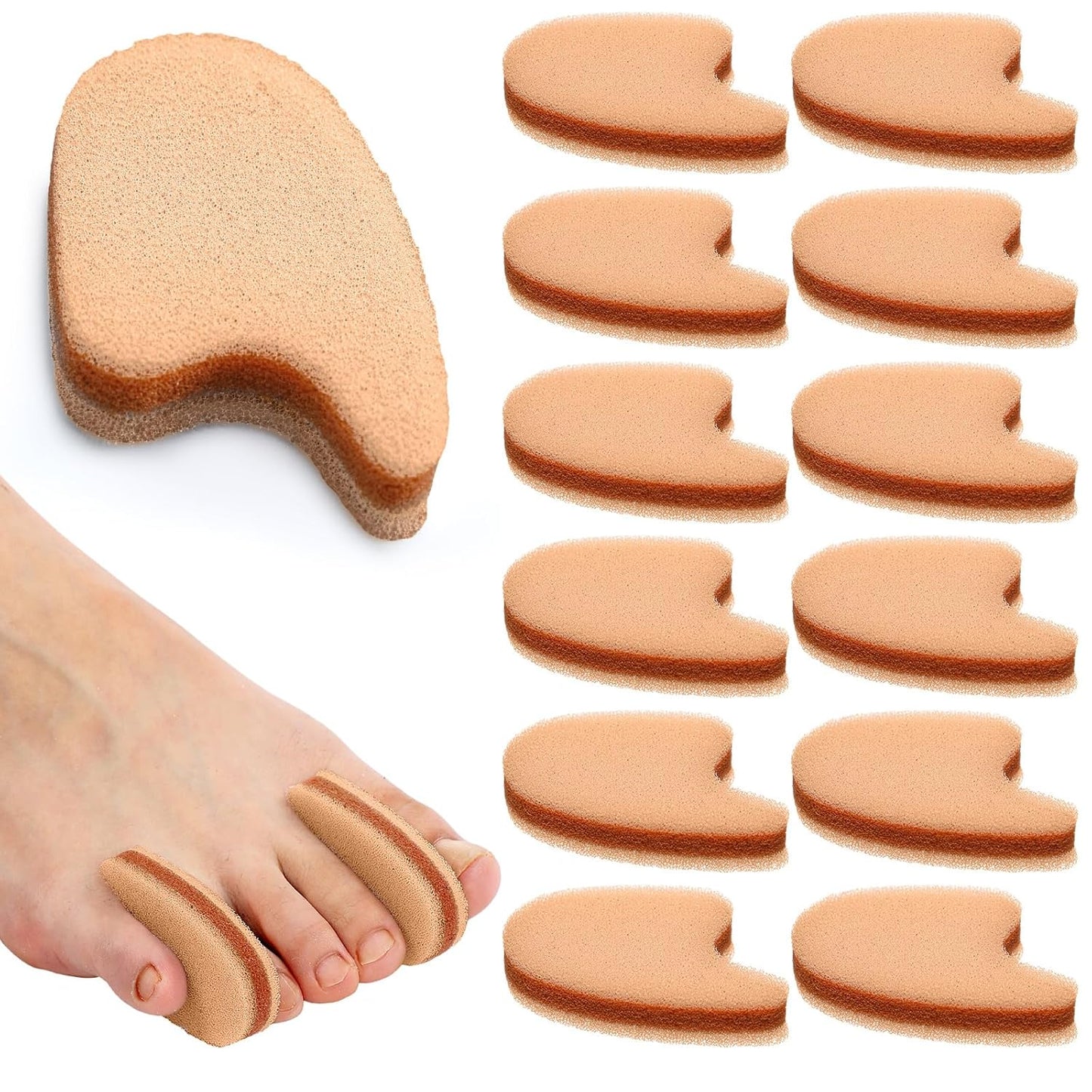 24 Pcs Foam Toe Separator for Corn, Blister, and Hammer Toe Gasket-Redress Overlapping Toes Relieve The Pain Prevent Friction and Release Pressure